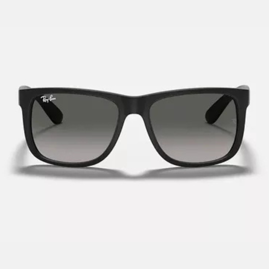 Lentes Ray-Ban Justin Classic RB4165 con armazón negro mate y lentes transparentes, ideales para un look moderno y sofisticado